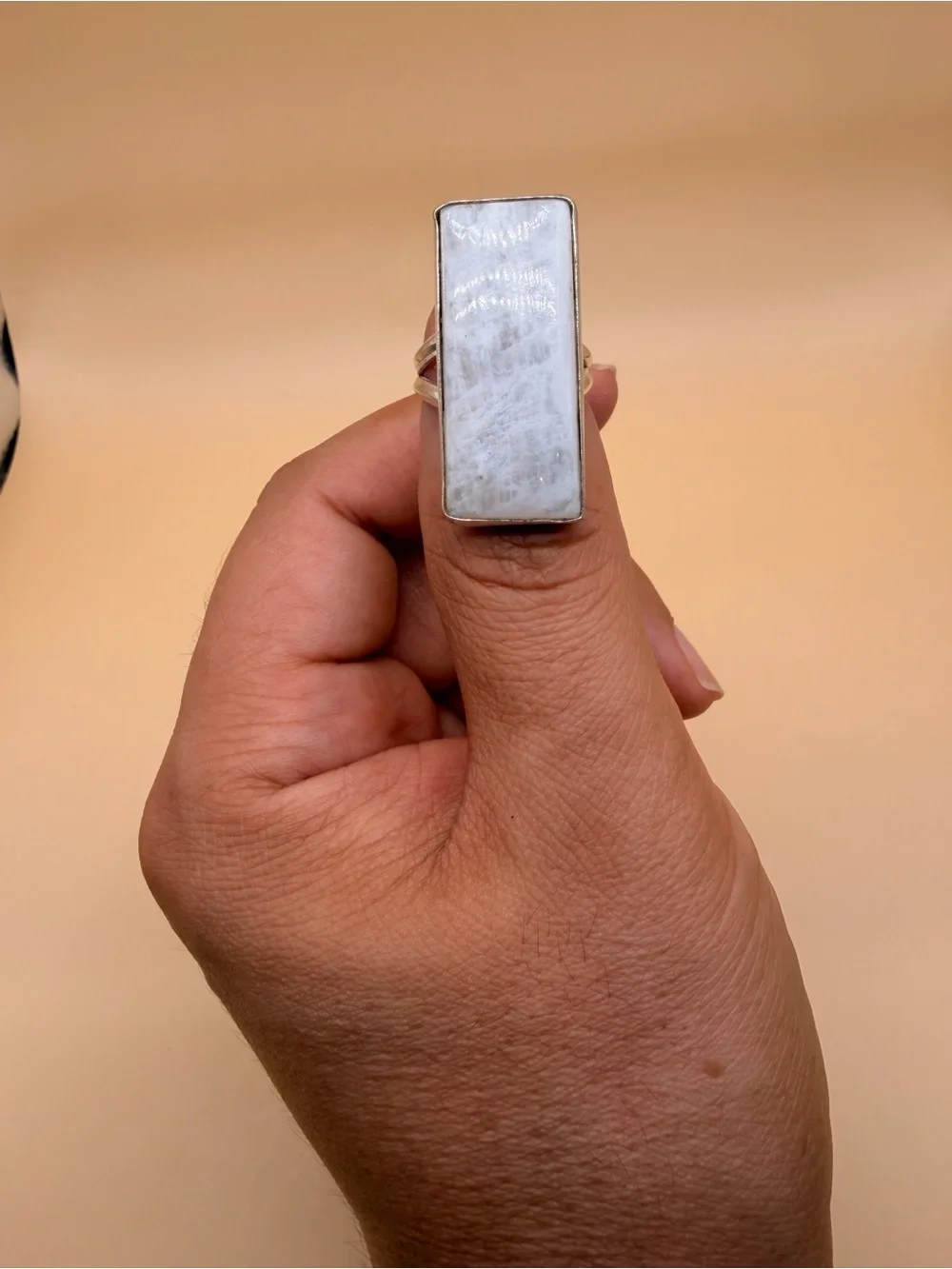 925 Sterling Silver Large Moonstone Ring Size 7.